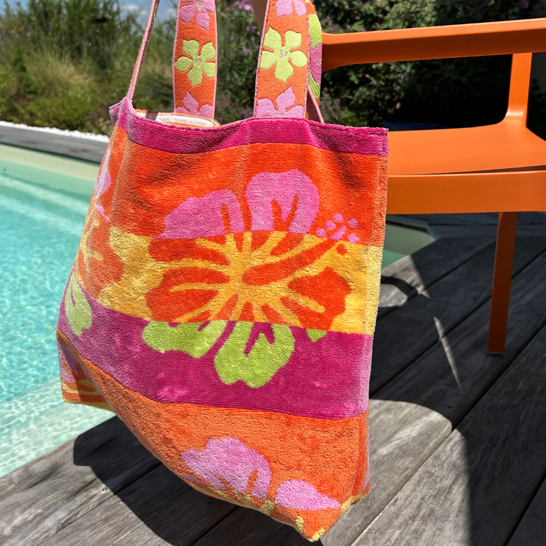 Sac de plage réversible jungle - rayures