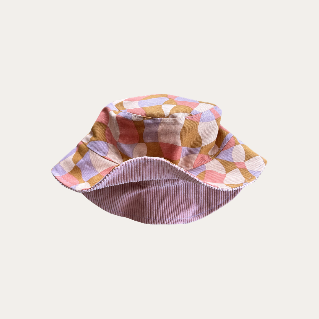 Bob Réversible – Imprimé graphique tons roses/corail & velours côtelé rose - Taille L