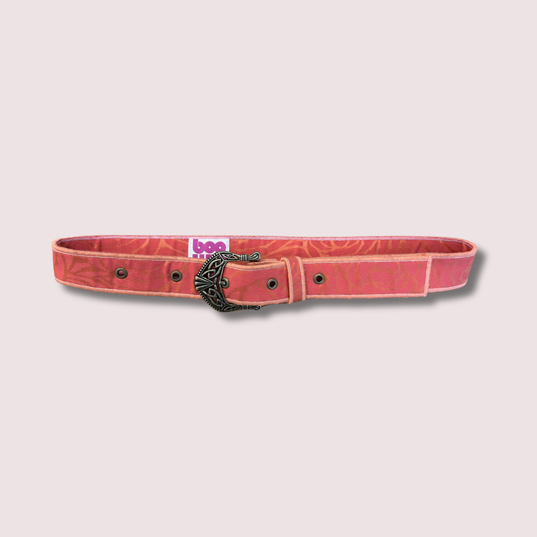 Ceinture en tissu d’ameublement corail – pièce unique taille 36/38