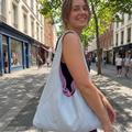 Sac réversible en denim recyclé et vichy rose