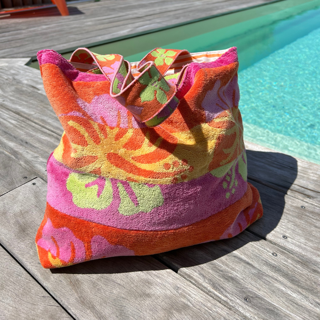 Sac de plage réversible jungle - rayures