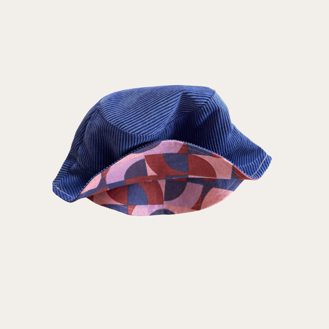 Bob réversible - Velours violet & imprimé violet & rose - Taille L