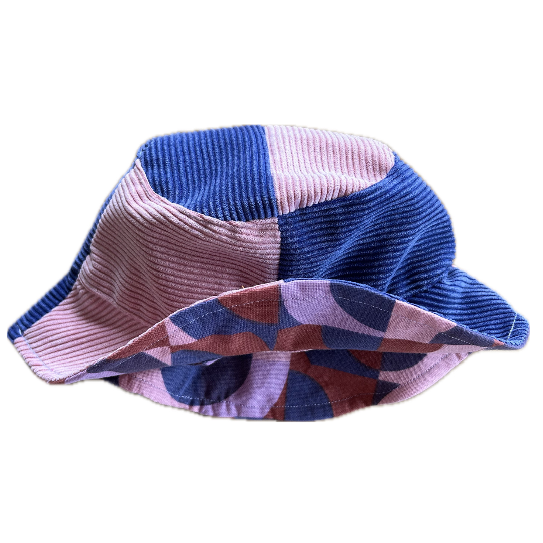 Bob Réversible – Imprimé graphique  & velours côtelé rose & parme - Taille S