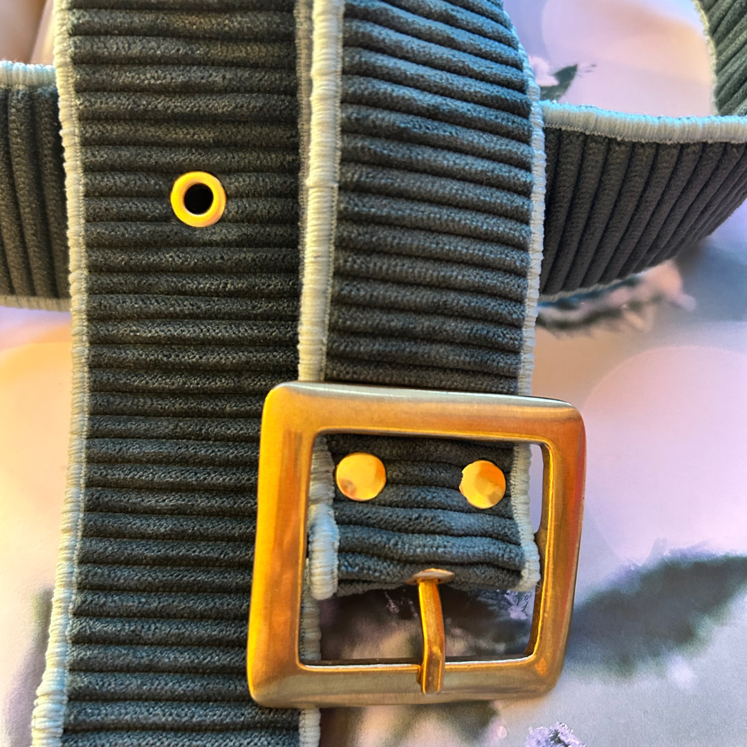 Ceinture en velours d'ameublement vert – Taille 42-44