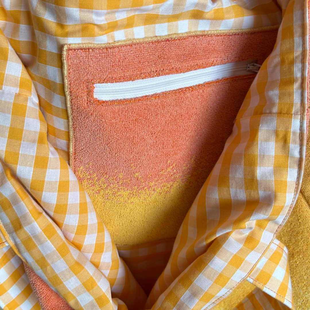 Sac de plage réversible - éponge recyclée et carreaux vichy jaune