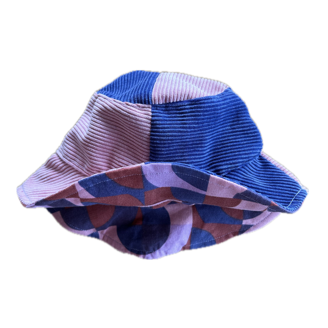 Bob Réversible – Imprimé graphique  & velours côtelé rose & parme - Taille S