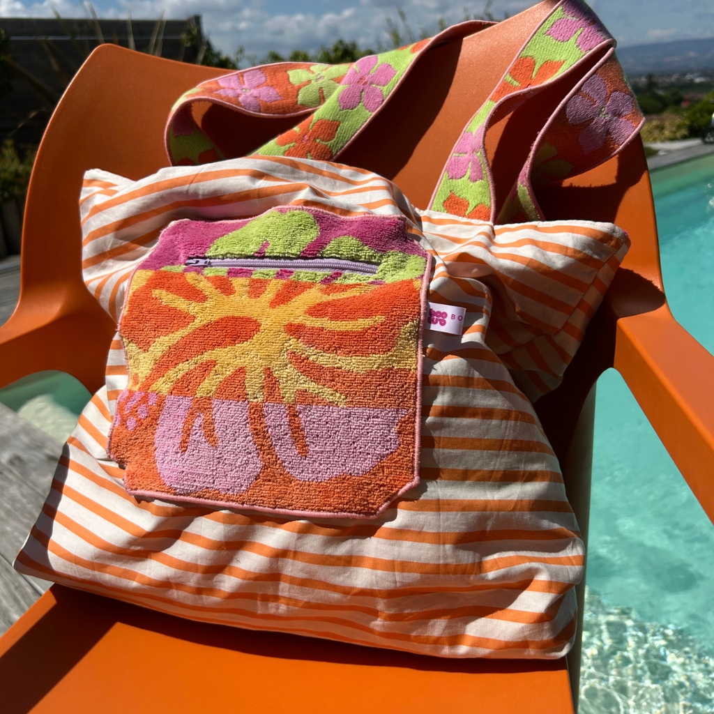 Sac de plage réversible jungle - rayures
