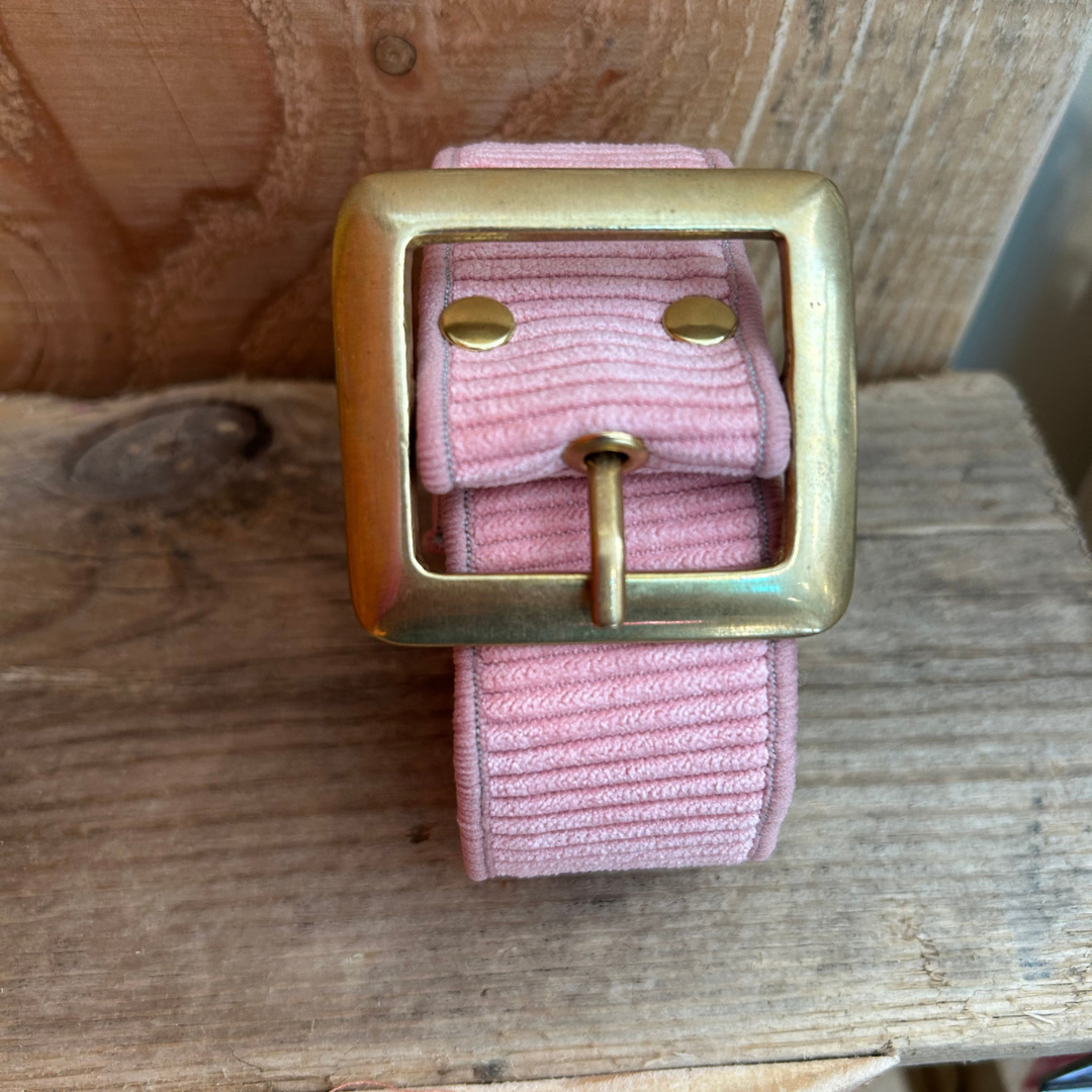 Ceinture en velours & tissu d'ameublement rose & vert  – Taille 38