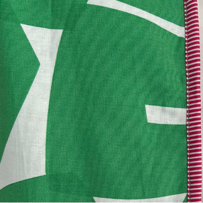 Gilet sans manches réversible laine polaire & tissu d’ameublement vert & blanc  – pièce unique 38/42